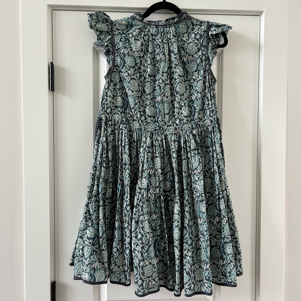 Anthropologie Let Me Be Ivy Ruffled Mini Dress Green Floral Size 2 Boho Chic - Picture 6 of 7